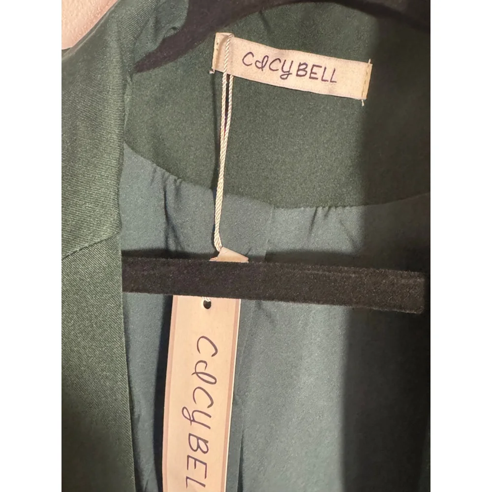 Women’s Size L Dark Green Single breasted Cicy Bell Dark Green Blazer Jacket - Picture 7 of 8